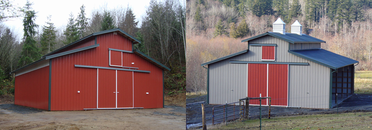 Two 36-by-36-foot pole barns